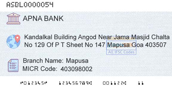 Apna Sahakari Bank Limited MapusaBranch 