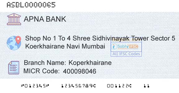 Apna Sahakari Bank Limited KoperkhairaneBranch 