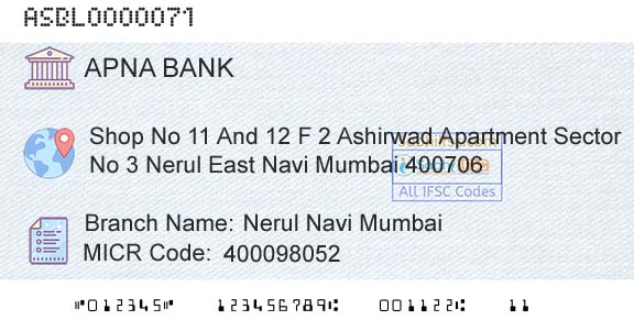 Apna Sahakari Bank Limited Nerul Navi MumbaiBranch 