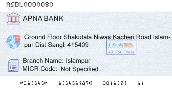 Apna Sahakari Bank Limited IslampurBranch 