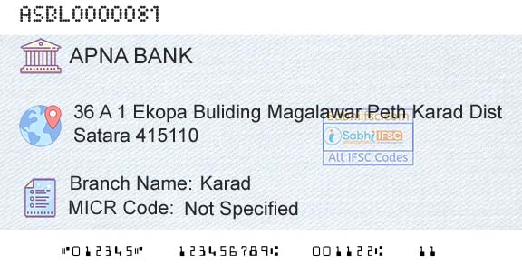 Apna Sahakari Bank Limited KaradBranch 