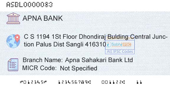 Apna Sahakari Bank Limited Apna Sahakari Bank LtdBranch 