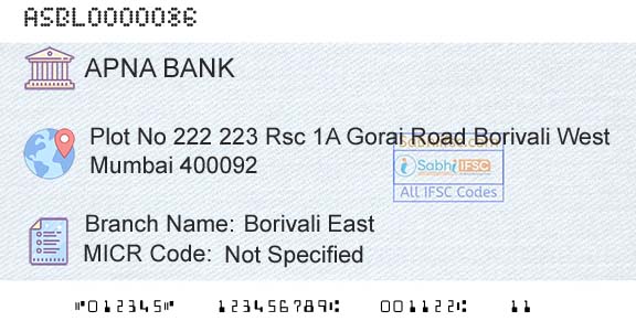 Apna Sahakari Bank Limited Borivali EastBranch 