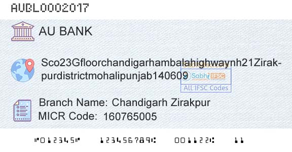 Au Small Finance Bank Limited Chandigarh ZirakpurBranch 