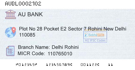 Au Small Finance Bank Limited Delhi RohiniBranch 