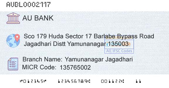 Au Small Finance Bank Limited Yamunanagar JagadhariBranch 