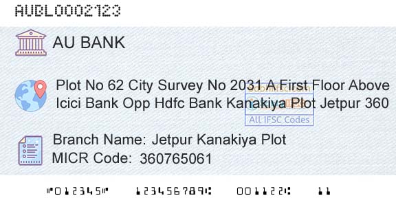 Au Small Finance Bank Limited Jetpur Kanakiya PlotBranch 
