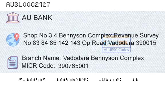 Au Small Finance Bank Limited Vadodara Bennyson ComplexBranch 
