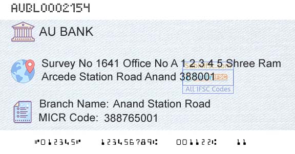 Au Small Finance Bank Limited Anand Station RoadBranch 