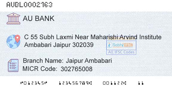 Au Small Finance Bank Limited Jaipur AmbabariBranch 