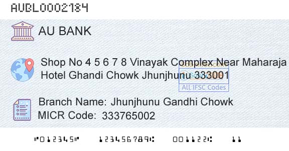 Au Small Finance Bank Limited Jhunjhunu Gandhi ChowkBranch 