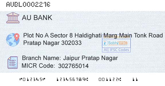 Au Small Finance Bank Limited Jaipur Pratap NagarBranch 