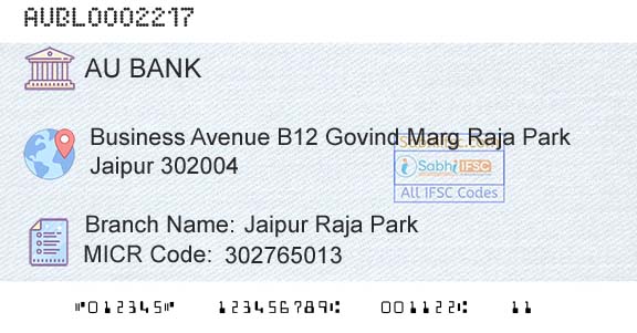 Au Small Finance Bank Limited Jaipur Raja ParkBranch 