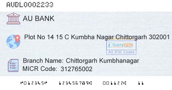 Au Small Finance Bank Limited Chittorgarh KumbhanagarBranch 