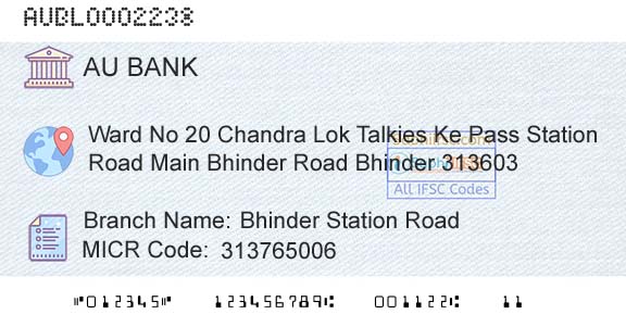 Au Small Finance Bank Limited Bhinder Station RoadBranch 