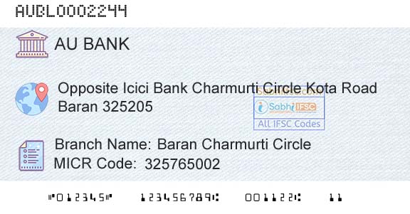 Au Small Finance Bank Limited Baran Charmurti CircleBranch 