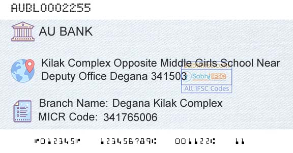 Au Small Finance Bank Limited Degana Kilak ComplexBranch 