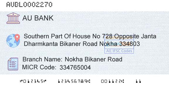 Au Small Finance Bank Limited Nokha Bikaner RoadBranch 