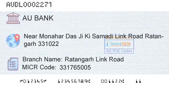 Au Small Finance Bank Limited Ratangarh Link RoadBranch 