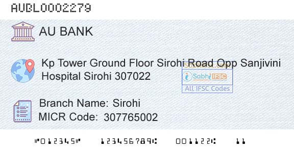Au Small Finance Bank Limited SirohiBranch 