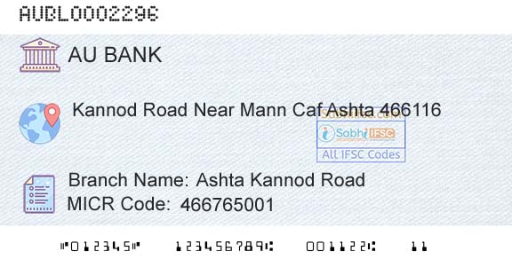 Au Small Finance Bank Limited Ashta Kannod RoadBranch 