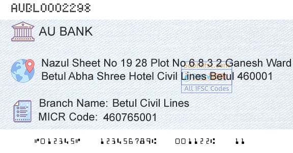 Au Small Finance Bank Limited Betul Civil LinesBranch 