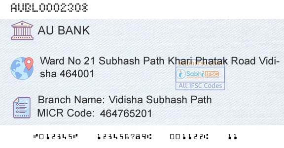 Au Small Finance Bank Limited Vidisha Subhash PathBranch 