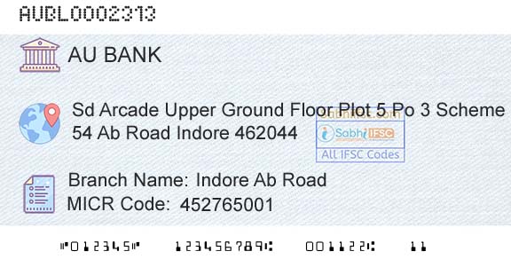 Au Small Finance Bank Limited Indore Ab RoadBranch 