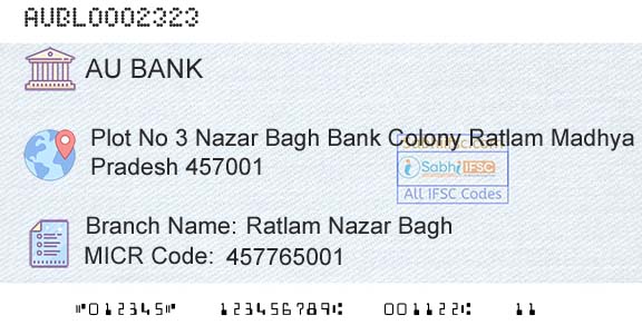 Au Small Finance Bank Limited Ratlam Nazar BaghBranch 