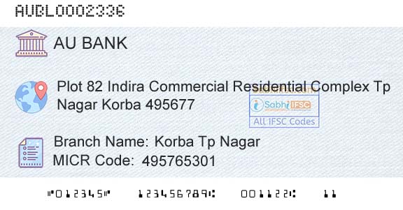 Au Small Finance Bank Limited Korba Tp NagarBranch 