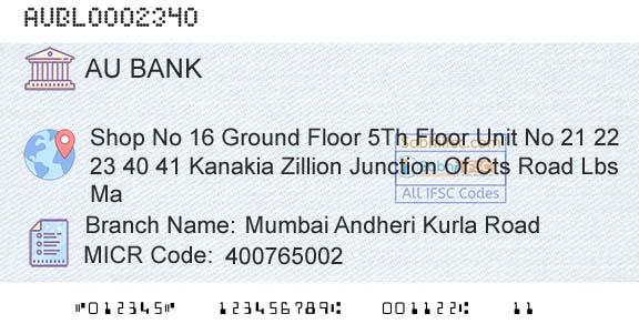Au Small Finance Bank Limited Mumbai Andheri Kurla RoadBranch 