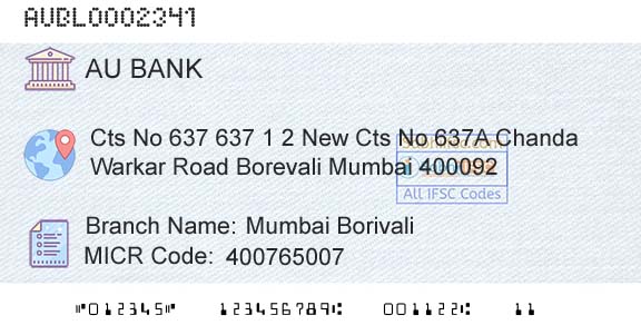 Au Small Finance Bank Limited Mumbai BorivaliBranch 