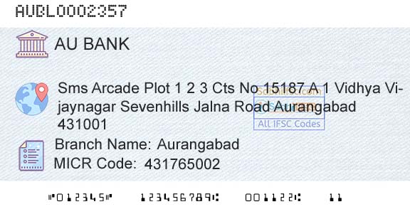Au Small Finance Bank Limited AurangabadBranch 