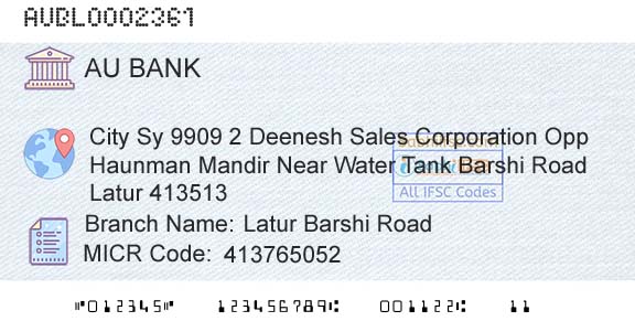 Au Small Finance Bank Limited Latur Barshi RoadBranch 