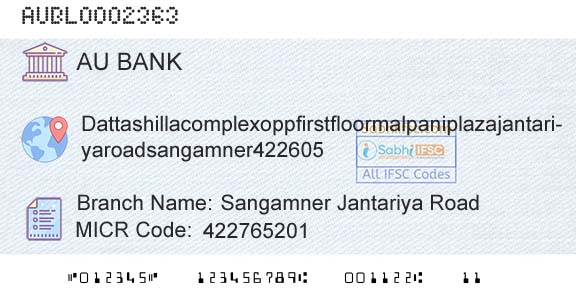 Au Small Finance Bank Limited Sangamner Jantariya RoadBranch 