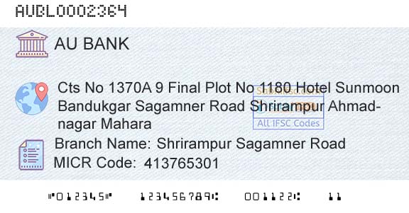 Au Small Finance Bank Limited Shrirampur Sagamner RoadBranch 