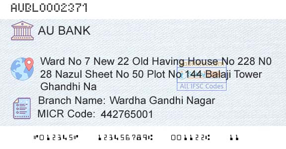 Au Small Finance Bank Limited Wardha Gandhi NagarBranch 