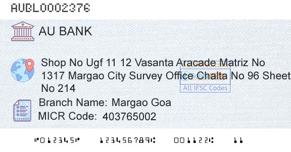 Au Small Finance Bank Limited Margao GoaBranch 