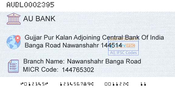 Au Small Finance Bank Limited Nawanshahr Banga RoadBranch 