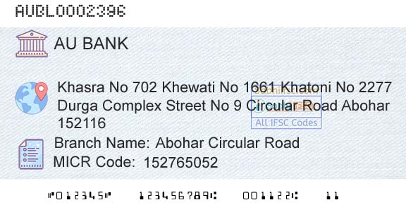 Au Small Finance Bank Limited Abohar Circular RoadBranch 