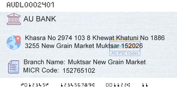 Au Small Finance Bank Limited Muktsar New Grain MarketBranch 