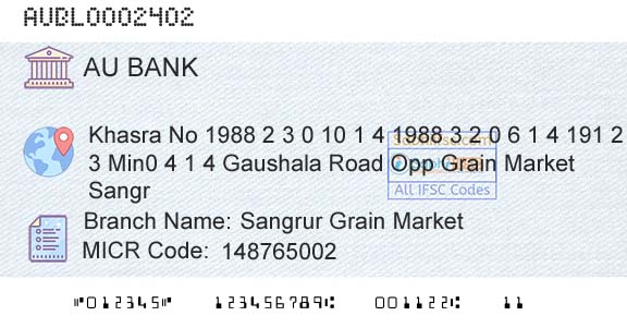 Au Small Finance Bank Limited Sangrur Grain MarketBranch 