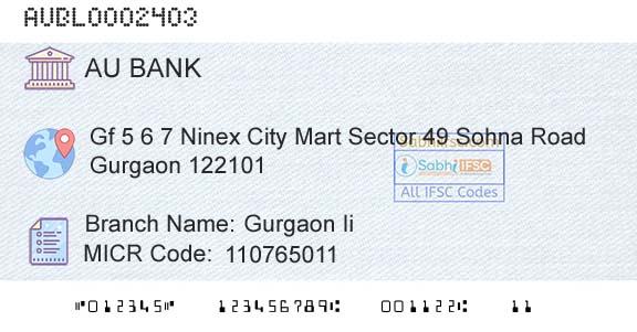 Au Small Finance Bank Limited Gurgaon IiBranch 