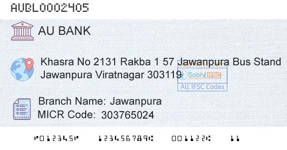 Au Small Finance Bank Limited JawanpuraBranch 