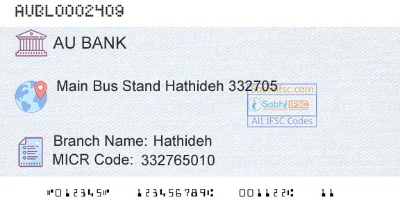 Au Small Finance Bank Limited HathidehBranch 