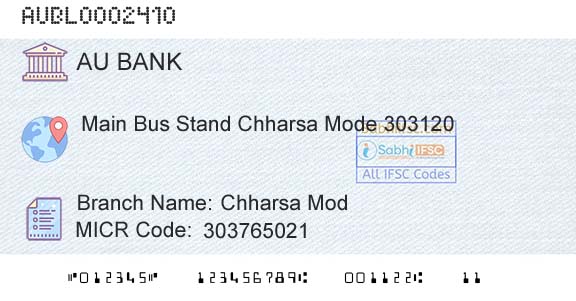Au Small Finance Bank Limited Chharsa ModBranch 