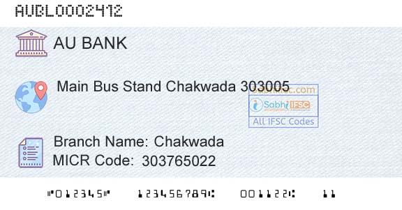 Au Small Finance Bank Limited ChakwadaBranch 