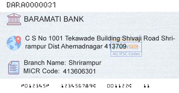 The Baramati Sahakari Bank Ltd ShrirampurBranch 
