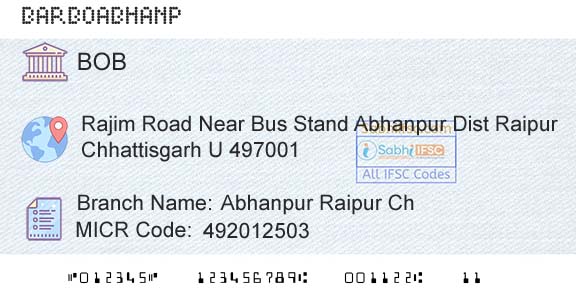 Bank Of Baroda Abhanpur Raipur ChBranch 