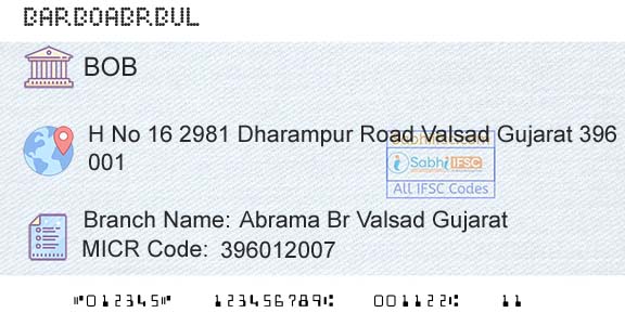 Bank Of Baroda Abrama Br Valsad GujaratBranch 